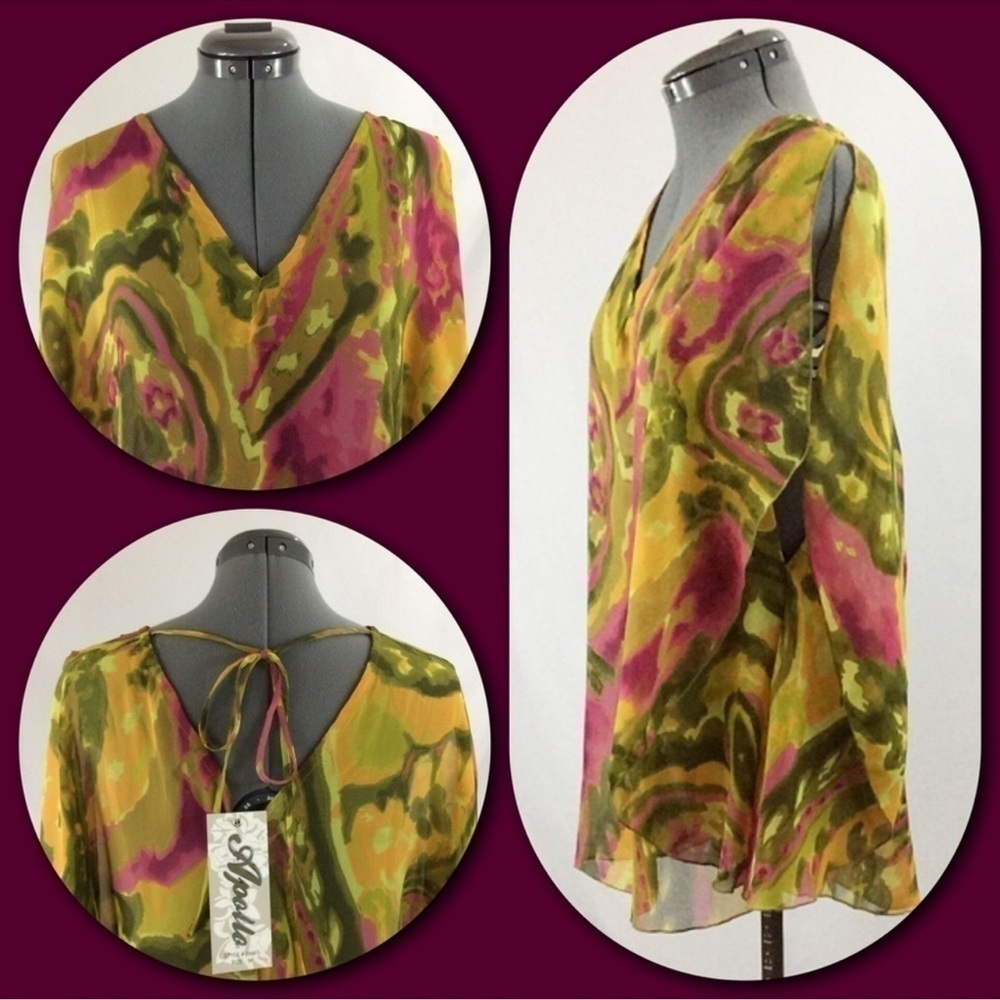 APOLLO Bright Multi-colored Abstract Print Top, S… - image 2